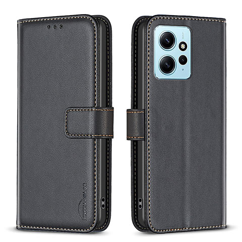 Funda de Cuero Cartera con Soporte Carcasa B17F para Xiaomi Redmi Note 12 4G Negro