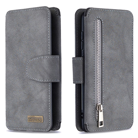 Funda de Cuero Cartera con Soporte Carcasa B18F para Samsung Galaxy A41 Gris