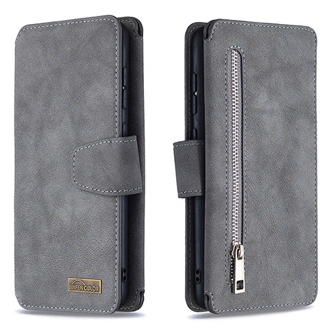 Funda de Cuero Cartera con Soporte Carcasa B18F para Samsung Galaxy A70S Gris