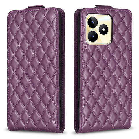 Funda de Cuero Cartera con Soporte Carcasa B19F para Realme C53 India Morado