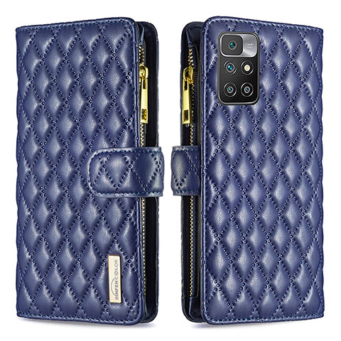 Funda de Cuero Cartera con Soporte Carcasa B19F para Xiaomi Redmi 10 (2022) Azul