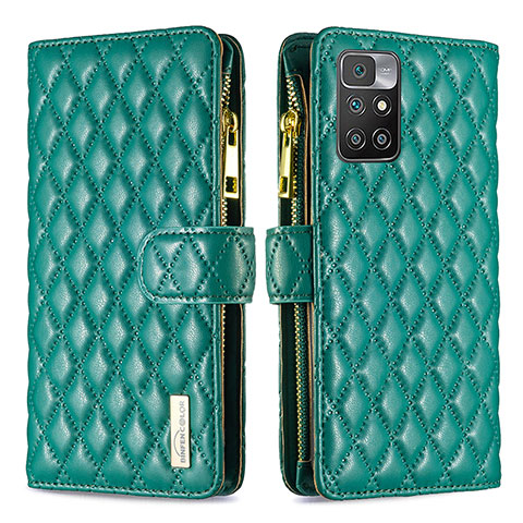 Funda de Cuero Cartera con Soporte Carcasa B19F para Xiaomi Redmi 10 (2022) Verde