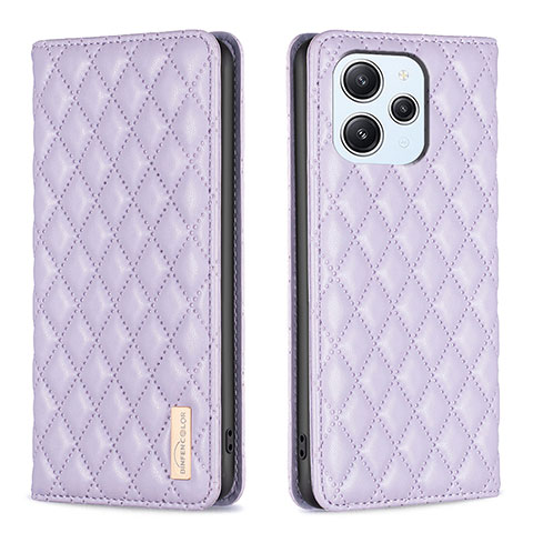 Funda de Cuero Cartera con Soporte Carcasa B19F para Xiaomi Redmi 12 4G Morado