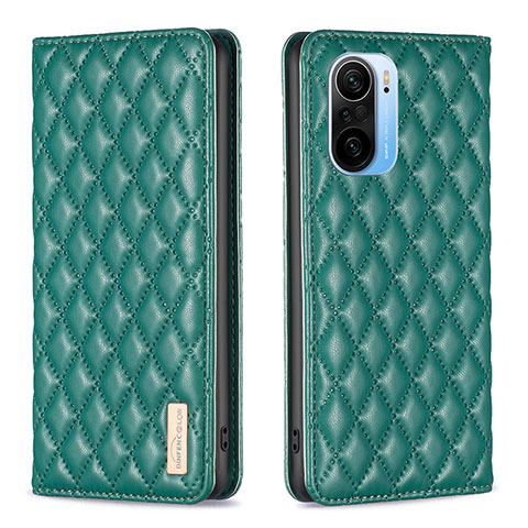 Funda de Cuero Cartera con Soporte Carcasa B19F para Xiaomi Redmi K40 5G Verde