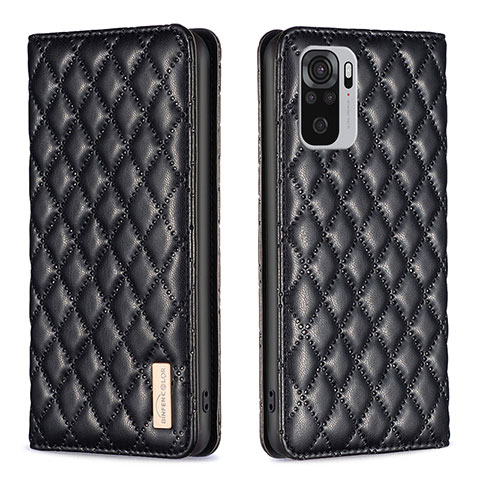 Funda de Cuero Cartera con Soporte Carcasa B19F para Xiaomi Redmi Note 10 4G Negro