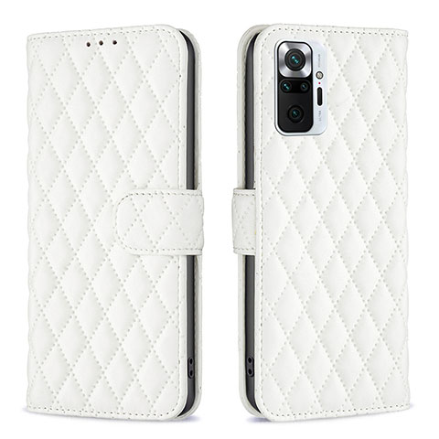 Funda de Cuero Cartera con Soporte Carcasa B19F para Xiaomi Redmi Note 10 Pro 4G Blanco