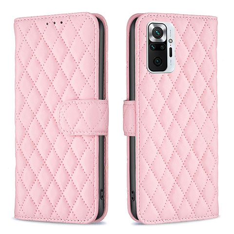 Funda de Cuero Cartera con Soporte Carcasa B19F para Xiaomi Redmi Note 10 Pro 4G Oro Rosa