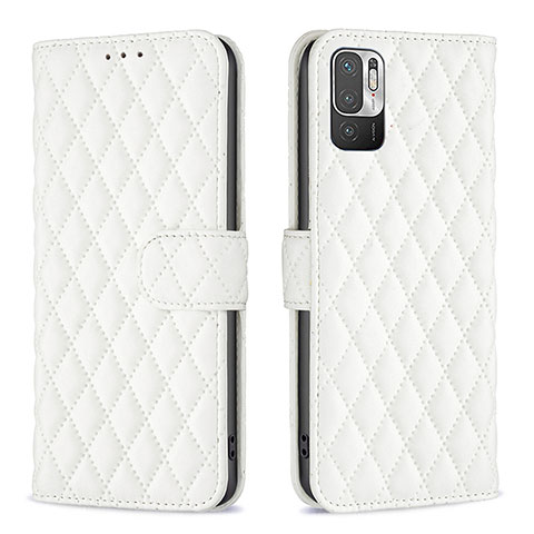 Funda de Cuero Cartera con Soporte Carcasa B19F para Xiaomi Redmi Note 10T 5G Blanco