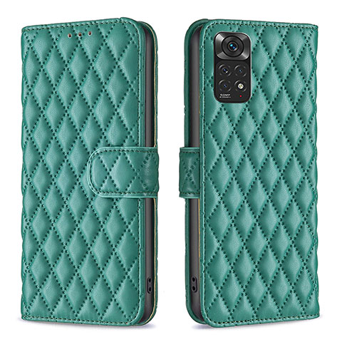 Funda de Cuero Cartera con Soporte Carcasa B19F para Xiaomi Redmi Note 11 4G (2022) Verde