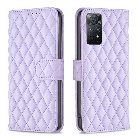 Funda de Cuero Cartera con Soporte Carcasa B19F para Xiaomi Redmi Note 11 Pro 5G Morado