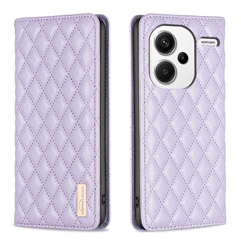 Funda de Cuero Cartera con Soporte Carcasa B19F para Xiaomi Redmi Note 13 Pro+ Plus 5G Morado