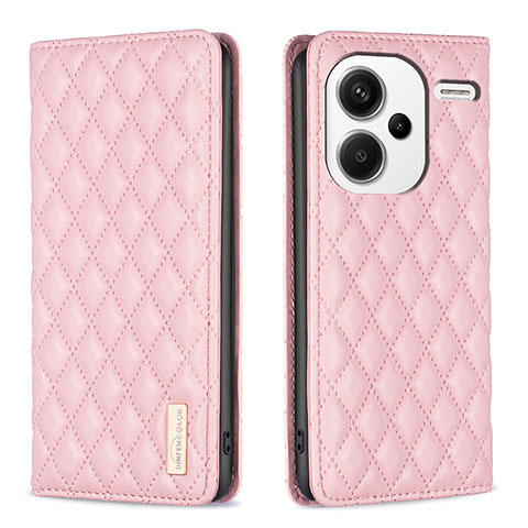 Funda de Cuero Cartera con Soporte Carcasa B19F para Xiaomi Redmi Note 13 Pro+ Plus 5G Oro Rosa