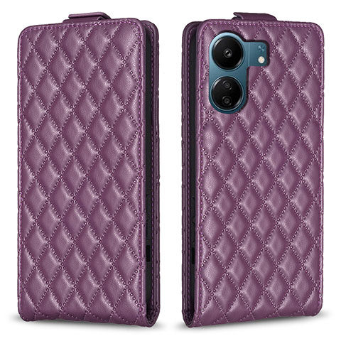 Funda de Cuero Cartera con Soporte Carcasa B20F para Xiaomi Poco C65 Morado