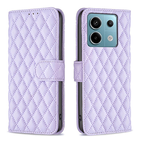 Funda de Cuero Cartera con Soporte Carcasa B20F para Xiaomi Redmi Note 13 Pro 5G Morado