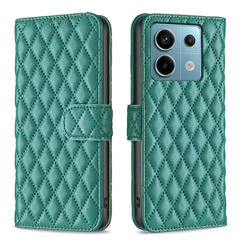 Funda de Cuero Cartera con Soporte Carcasa B20F para Xiaomi Redmi Note 13 Pro 5G Verde