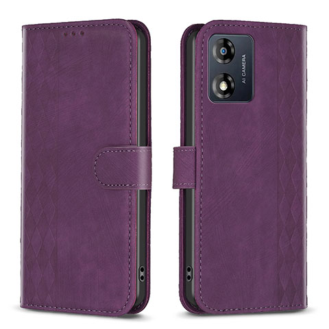 Funda de Cuero Cartera con Soporte Carcasa B21F para Motorola Moto E13 Morado