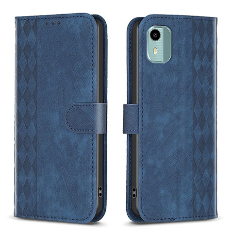 Funda de Cuero Cartera con Soporte Carcasa B21F para Nokia C12 Plus Azul