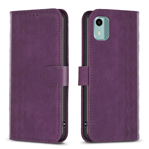 Funda de Cuero Cartera con Soporte Carcasa B21F para Nokia C12 Plus Morado