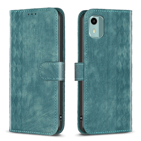 Funda de Cuero Cartera con Soporte Carcasa B21F para Nokia C12 Plus Verde