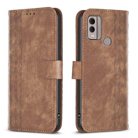 Funda de Cuero Cartera con Soporte Carcasa B21F para Nokia C22 Marron