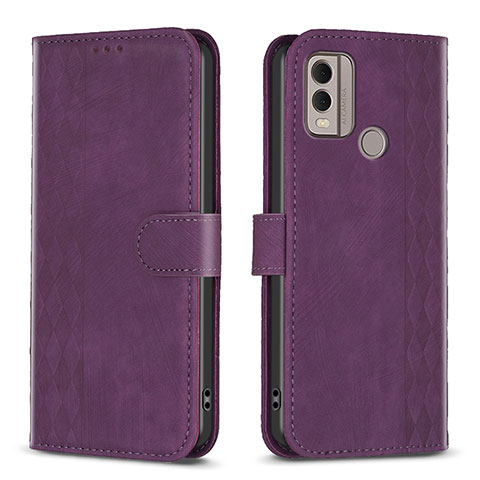 Funda de Cuero Cartera con Soporte Carcasa B21F para Nokia C22 Morado