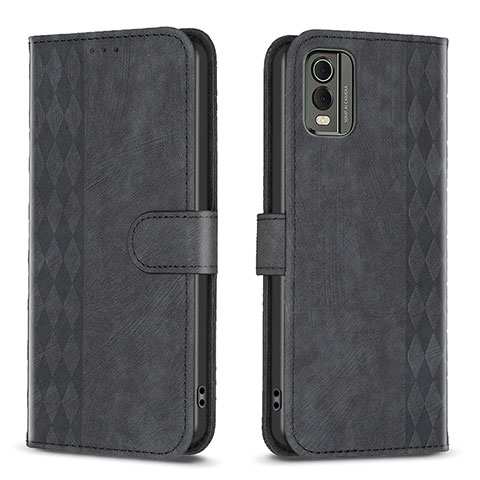 Funda de Cuero Cartera con Soporte Carcasa B21F para Nokia C32 Negro