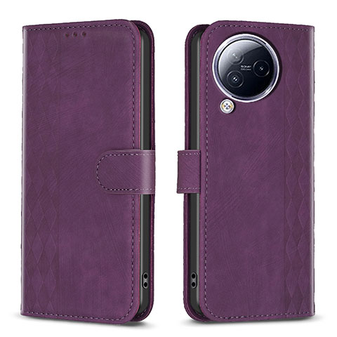 Funda de Cuero Cartera con Soporte Carcasa B21F para Xiaomi Civi 3 5G Morado