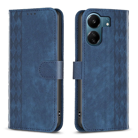 Funda de Cuero Cartera con Soporte Carcasa B21F para Xiaomi Poco C65 Azul