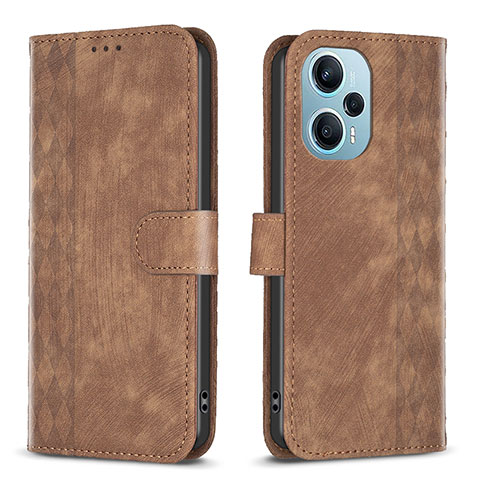 Funda de Cuero Cartera con Soporte Carcasa B21F para Xiaomi Poco F5 5G Marron