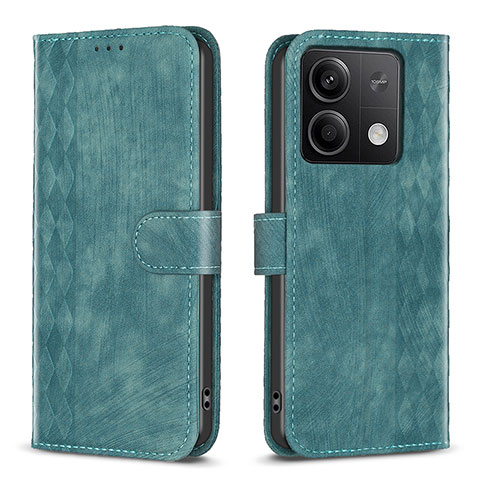 Funda de Cuero Cartera con Soporte Carcasa B21F para Xiaomi Redmi Note 13 5G Verde