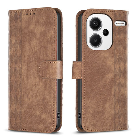 Funda de Cuero Cartera con Soporte Carcasa B21F para Xiaomi Redmi Note 13 Pro+ Plus 5G Marron