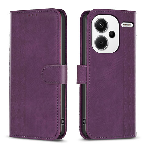 Funda de Cuero Cartera con Soporte Carcasa B21F para Xiaomi Redmi Note 13 Pro+ Plus 5G Morado