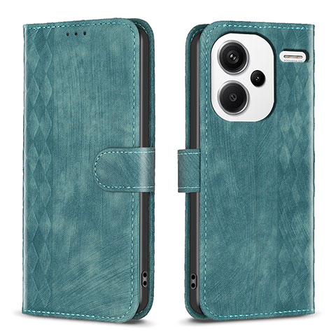 Funda de Cuero Cartera con Soporte Carcasa B21F para Xiaomi Redmi Note 13 Pro+ Plus 5G Verde