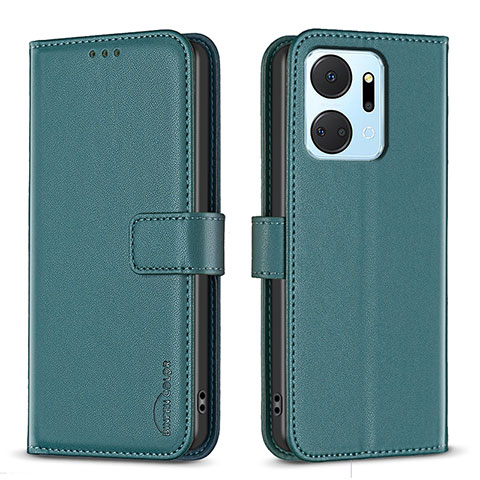 Funda de Cuero Cartera con Soporte Carcasa B22F para Huawei Honor X7a Verde