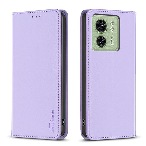 Funda de Cuero Cartera con Soporte Carcasa B22F para Motorola Moto Edge (2023) 5G Purpura Claro