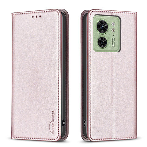 Funda de Cuero Cartera con Soporte Carcasa B22F para Motorola Moto Edge 40 5G Oro Rosa