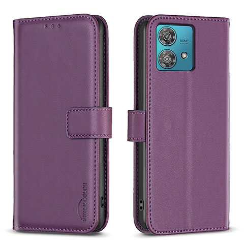 Funda de Cuero Cartera con Soporte Carcasa B22F para Motorola Moto Edge 40 Neo 5G Morado