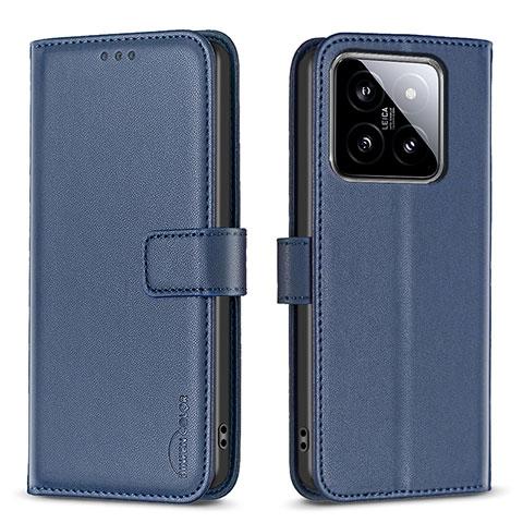 Funda de Cuero Cartera con Soporte Carcasa B22F para Xiaomi Mi 14 5G Azul