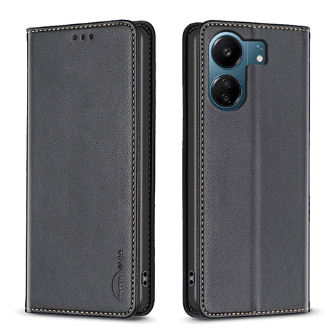 Funda de Cuero Cartera con Soporte Carcasa B22F para Xiaomi Poco C65 Negro