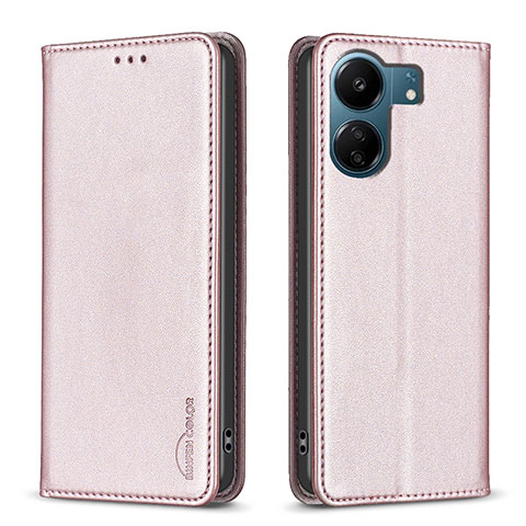 Funda de Cuero Cartera con Soporte Carcasa B22F para Xiaomi Poco C65 Oro Rosa