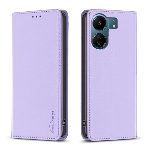 Funda de Cuero Cartera con Soporte Carcasa B22F para Xiaomi Poco C65 Purpura Claro