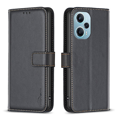 Funda de Cuero Cartera con Soporte Carcasa B22F para Xiaomi Poco F5 5G Negro