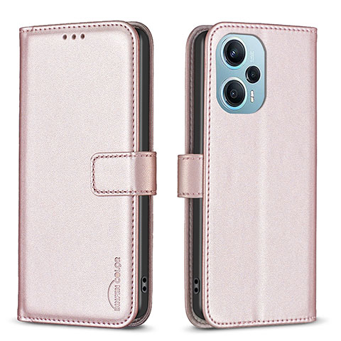 Funda de Cuero Cartera con Soporte Carcasa B22F para Xiaomi Poco F5 5G Oro Rosa