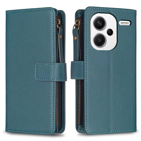 Funda de Cuero Cartera con Soporte Carcasa B22F para Xiaomi Redmi Note 13 Pro+ Plus 5G Verde