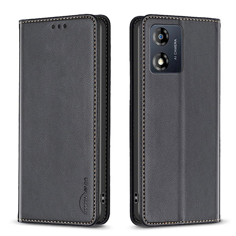 Funda de Cuero Cartera con Soporte Carcasa B23F para Motorola Moto E13 Negro