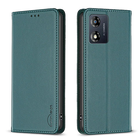 Funda de Cuero Cartera con Soporte Carcasa B23F para Motorola Moto E13 Verde