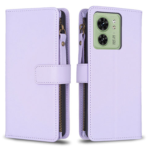 Funda de Cuero Cartera con Soporte Carcasa B23F para Motorola Moto Edge (2023) 5G Purpura Claro