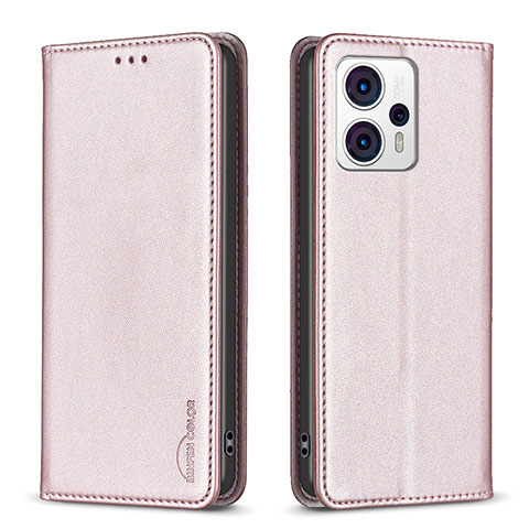 Funda de Cuero Cartera con Soporte Carcasa B23F para Motorola Moto G23 Oro Rosa