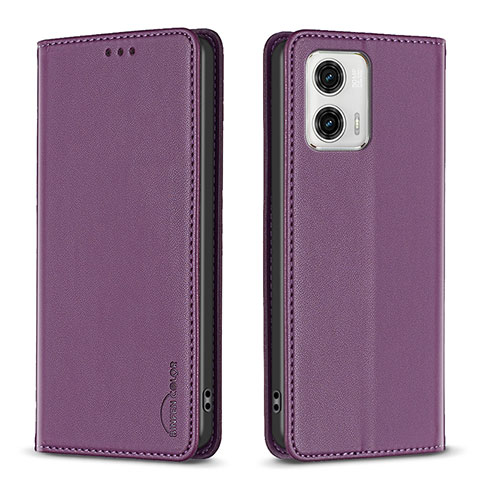 Funda de Cuero Cartera con Soporte Carcasa B23F para Motorola Moto G73 5G Morado