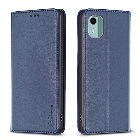 Funda de Cuero Cartera con Soporte Carcasa B23F para Nokia C12 Azul